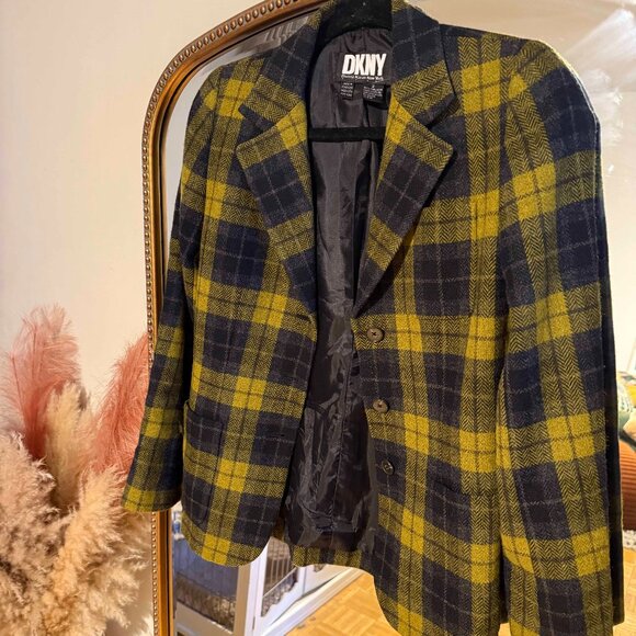 DKNY Plaid Wool Blazer - Picture 1 of 4